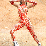 Oculus Red Criss-Cross Jumpsuit Set