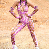 Oculus Purple Criss-Cross Jumpsuit Set