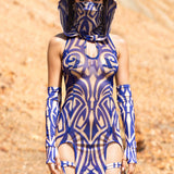 Hexed Blue Keyhole Dress Set