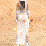 Hexed White Keyhole Dress Set