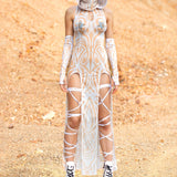 Hexed White Keyhole Dress Set