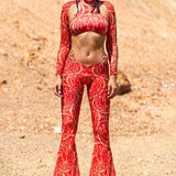 Dreamless Crimson Mesh Low Rise Pants