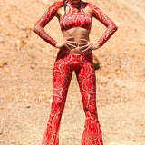Dreamless Crimson Mesh Low Rise Pants