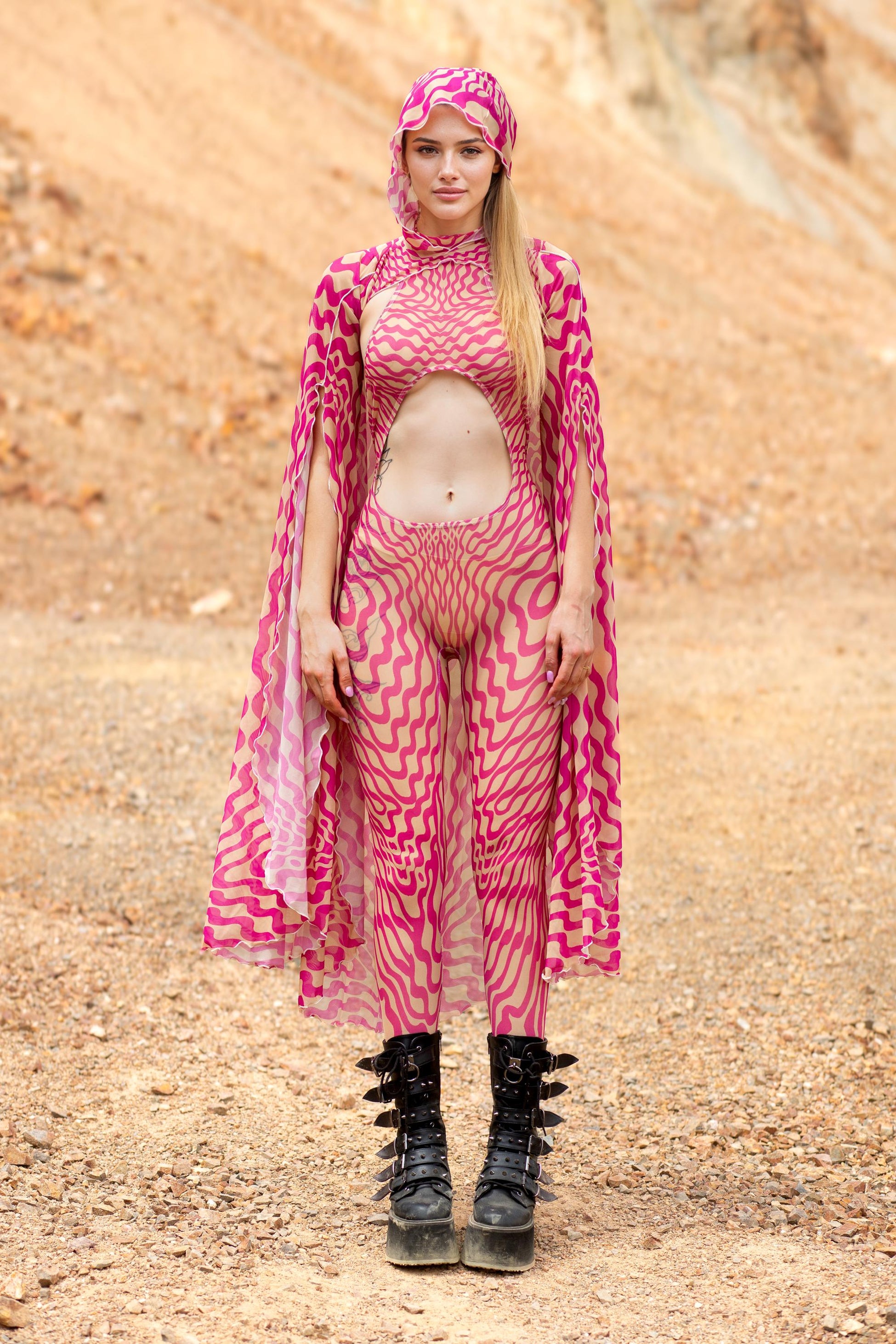 Mind Games Pink Mesh Jumpsuit Set 2