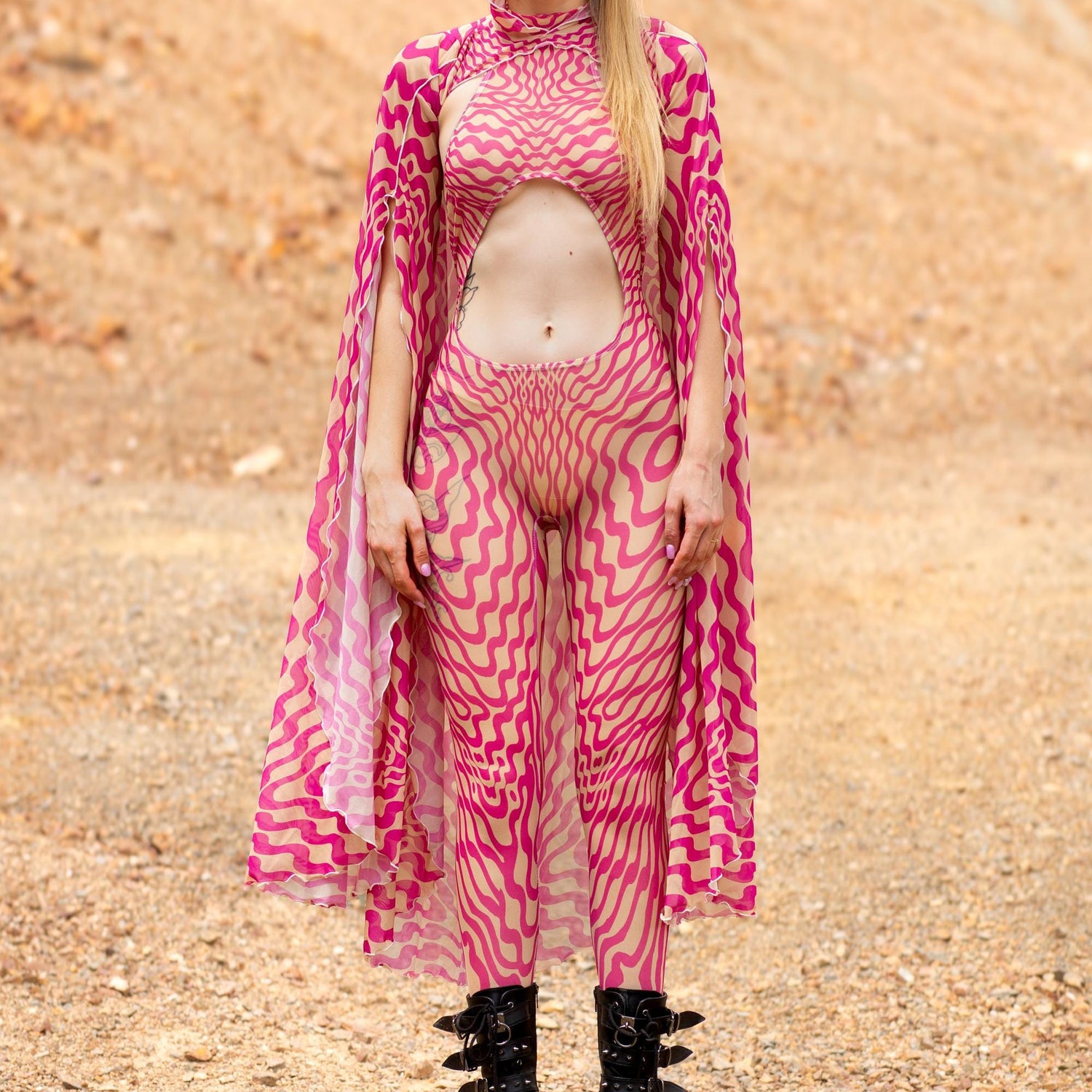 Mind Games Pink Mesh Halter Jumpsuit Pink