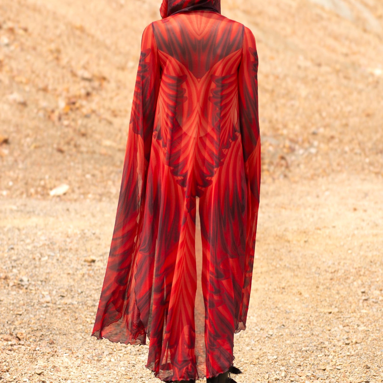 Psyverse Red Mesh Cloak Festival
