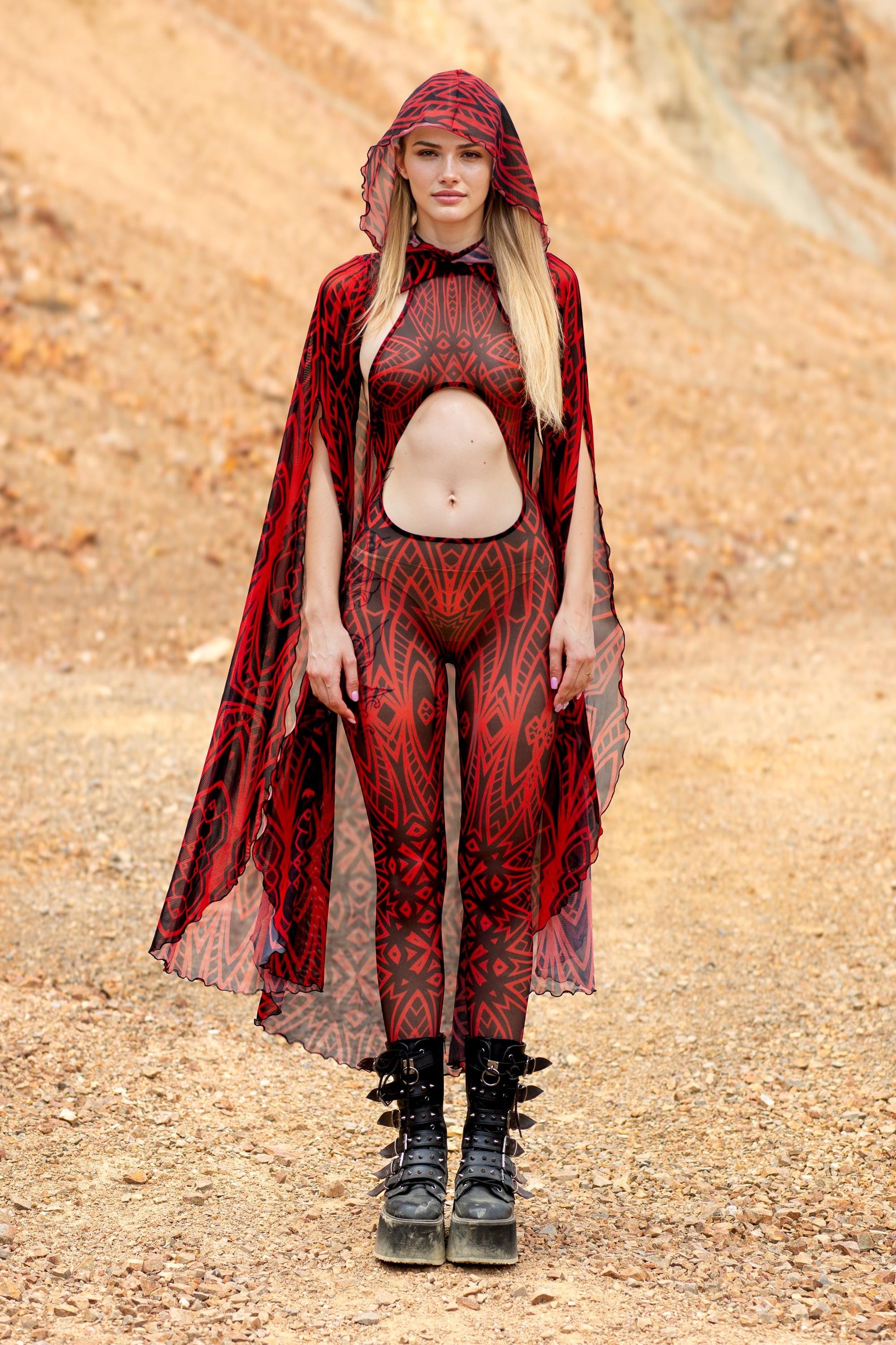 Composition Crimson Mesh Cloak 2