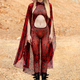 Composition Crimson Mesh Jumpsuit Set