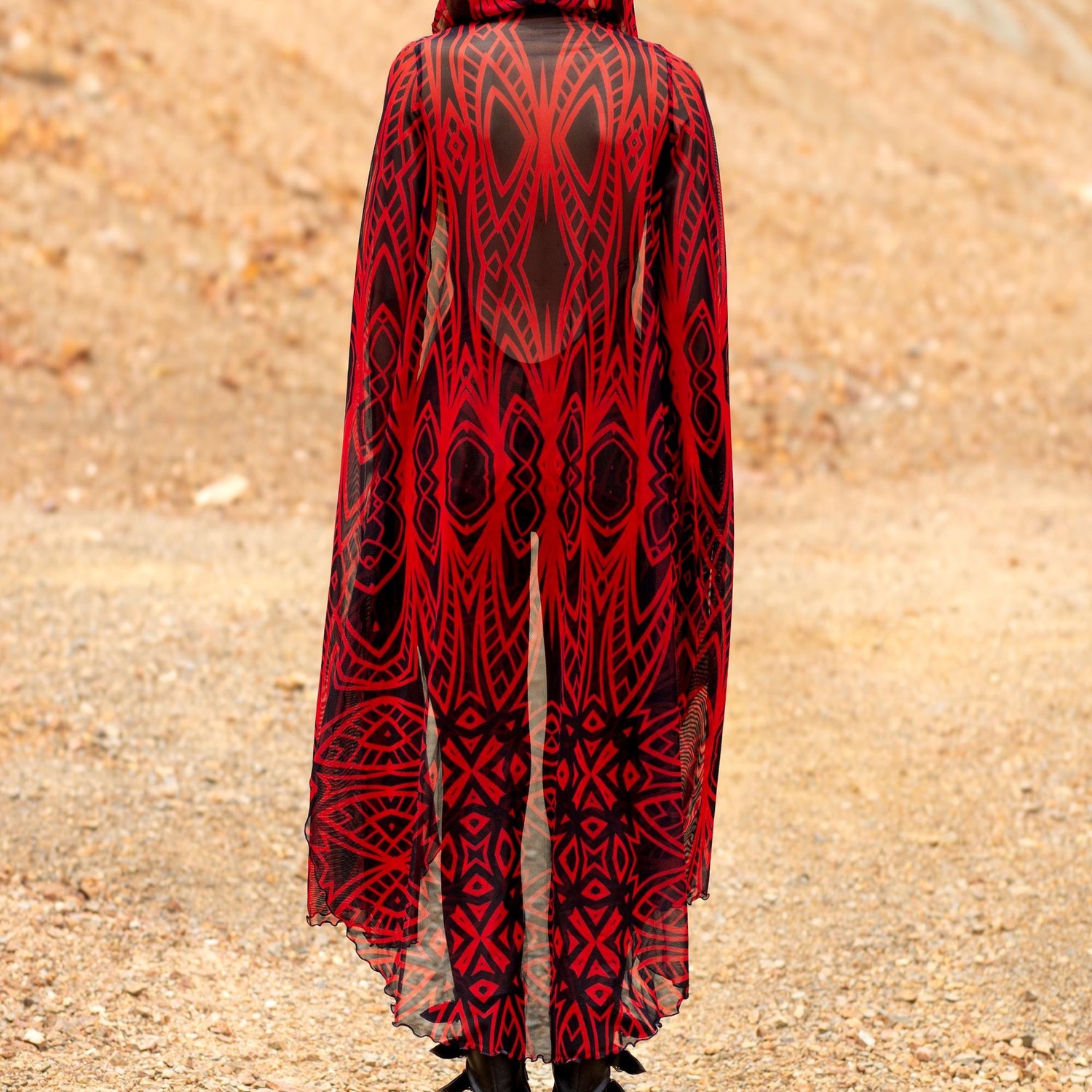 Composition Crimson Mesh Cloak Festival