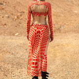 Mind Games Crimson High Slit Dress