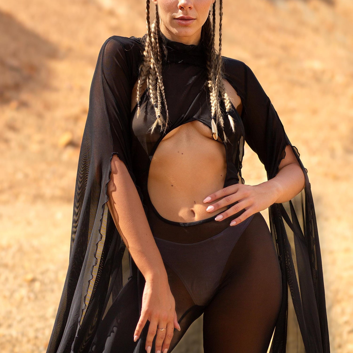 Just Black Mesh Cloak