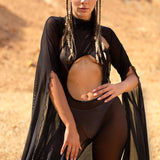 Just Black Mesh Cloak