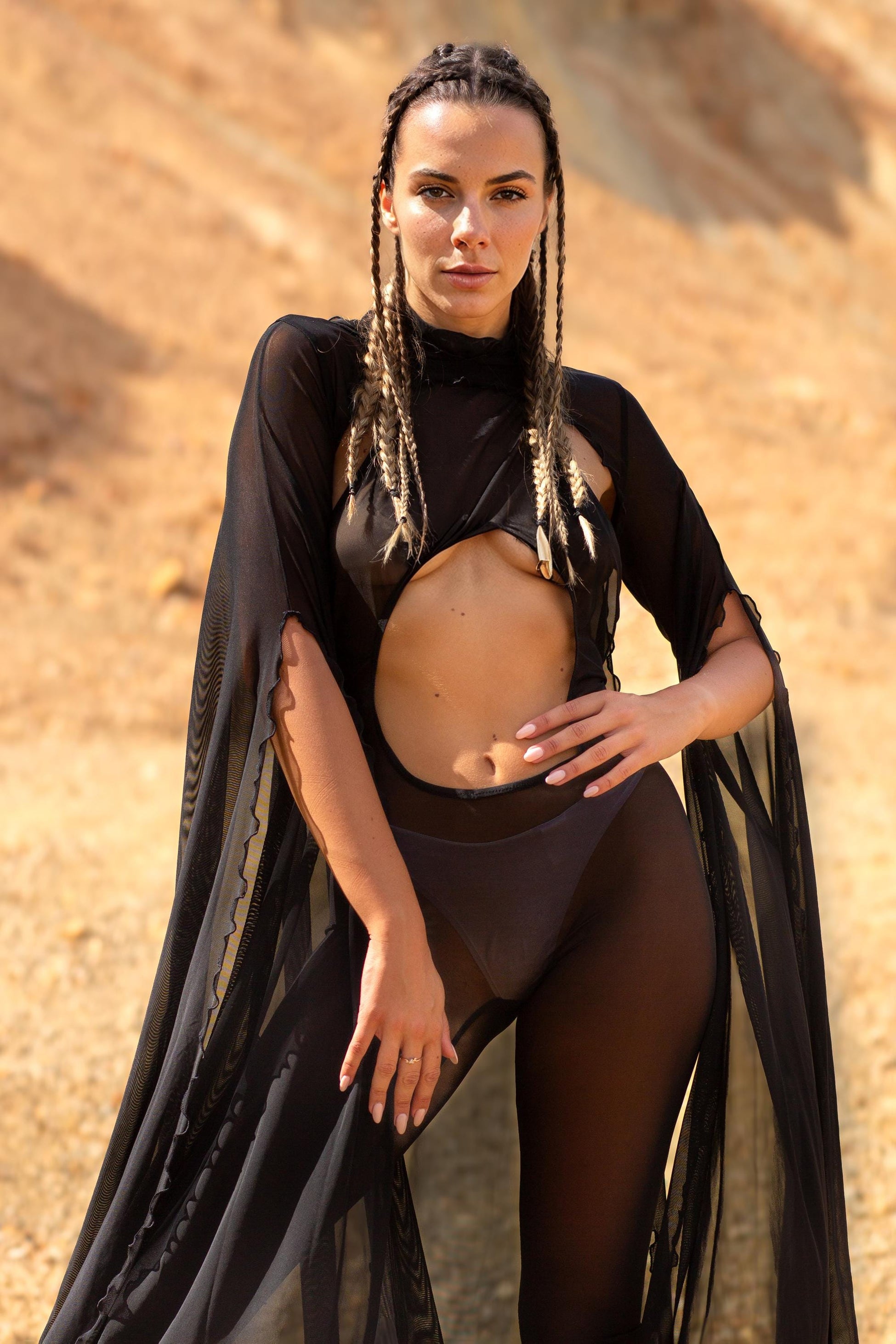 Just Black Mesh Cloak 1