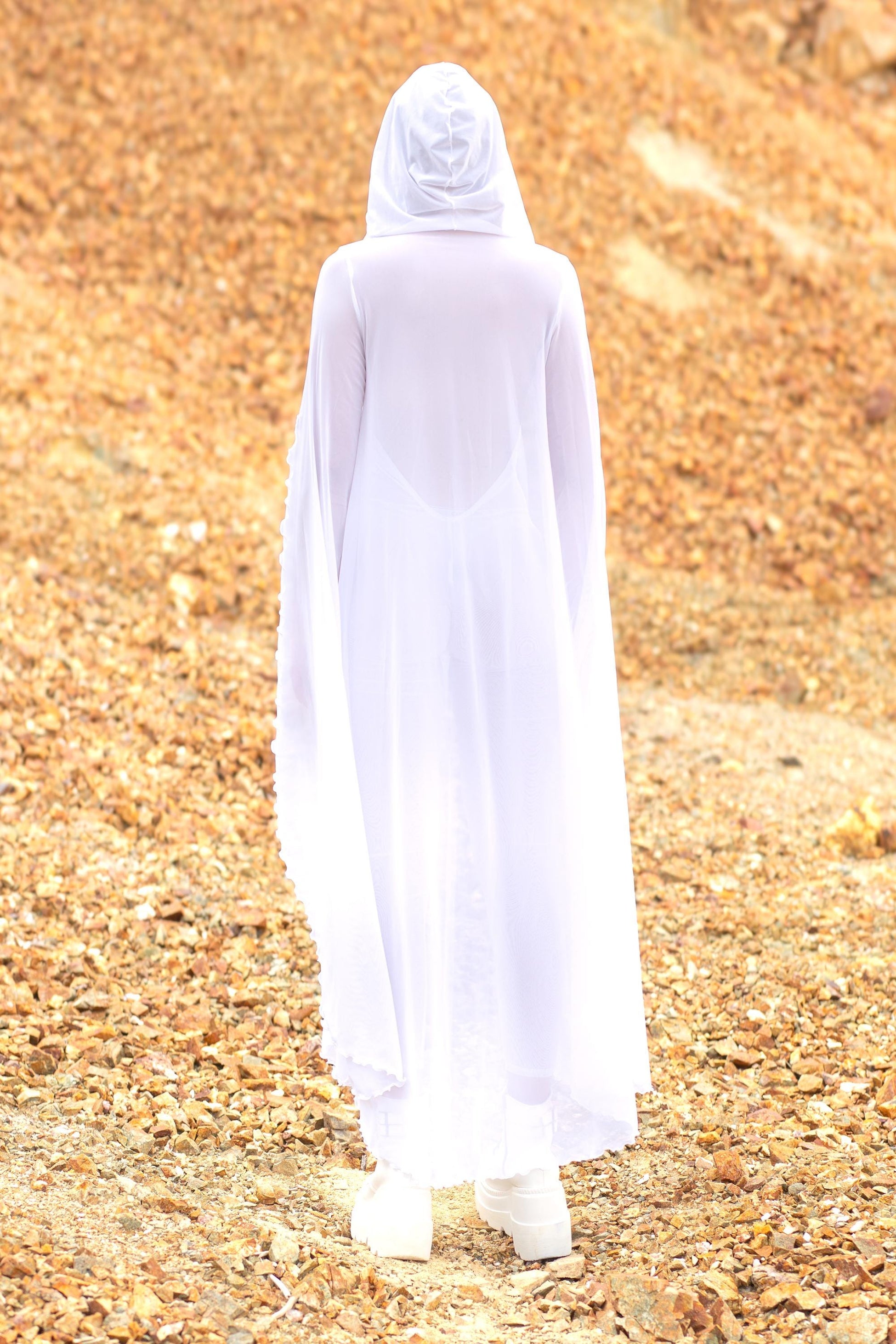 Just White Mesh Cloak 2