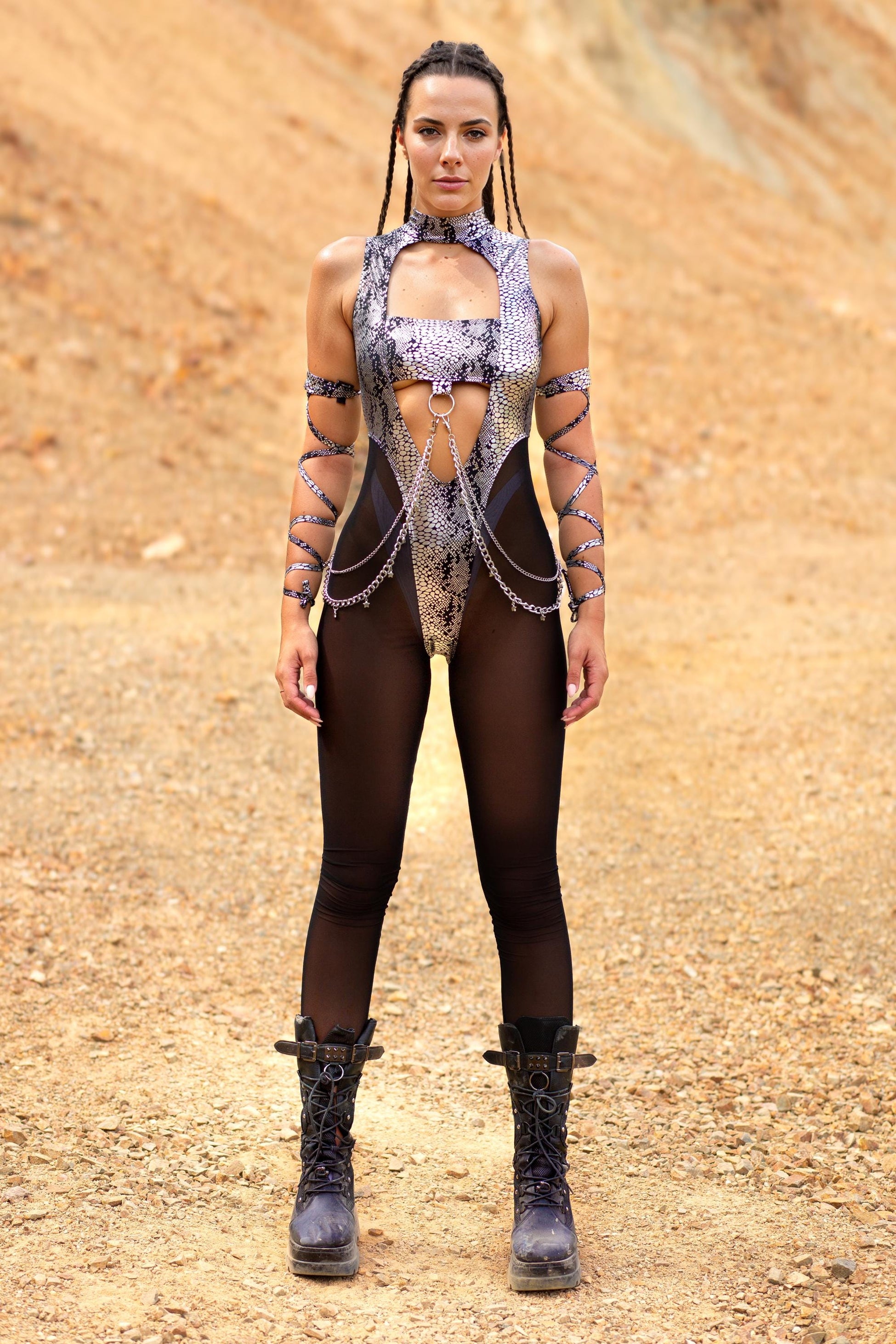 Silver Reptile Open-Heart Bodysuit Set 2