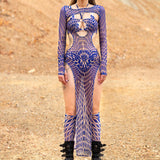 Mind Games Blue High Slit Dress