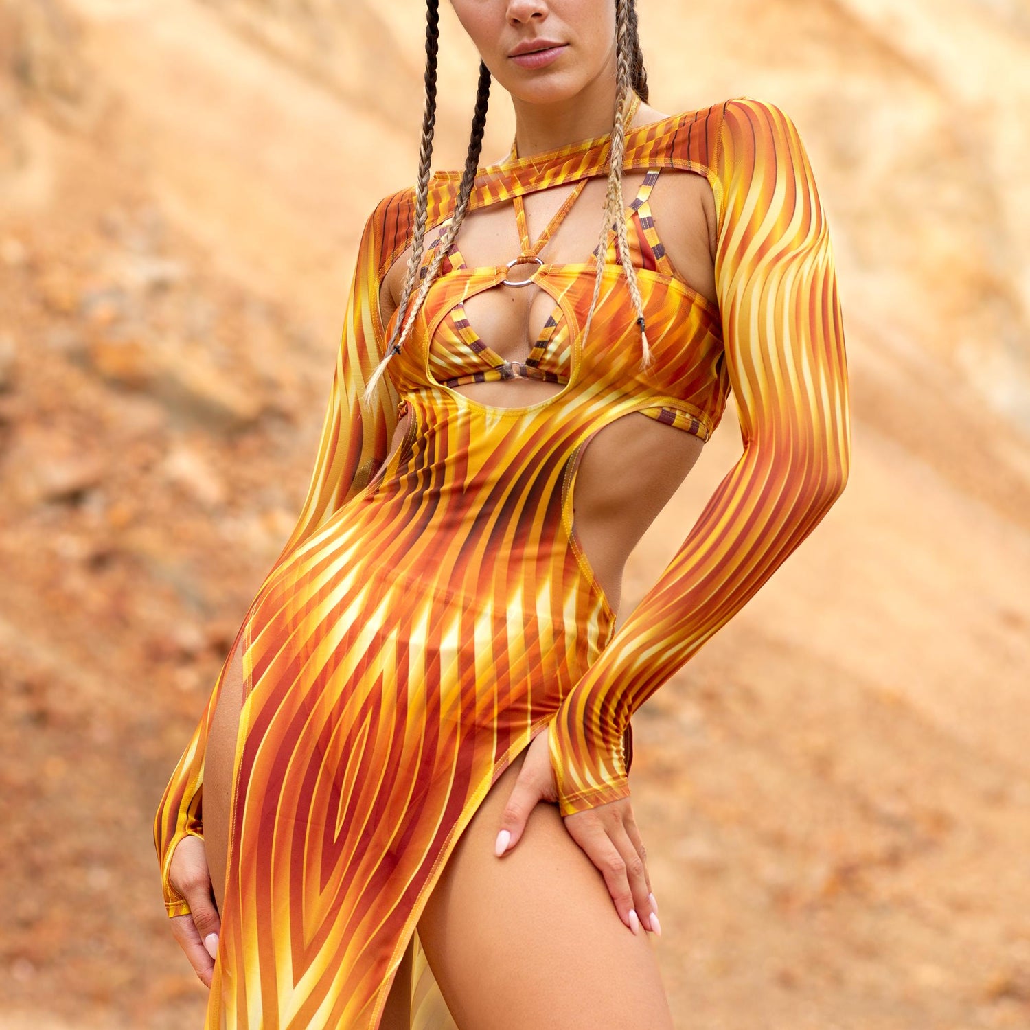 Desert Gold High Slit Dress