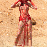 Vision Weaver Red Keyhole Dress Set