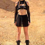 Just Black Mesh Bikini Skirt