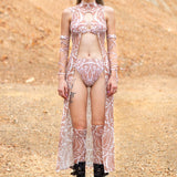 Dreamless Mesh Open Front Dress Set