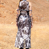 Ashbone Mesh Open Front Dress