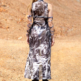 Ashbone Mesh Open Front Dress Set