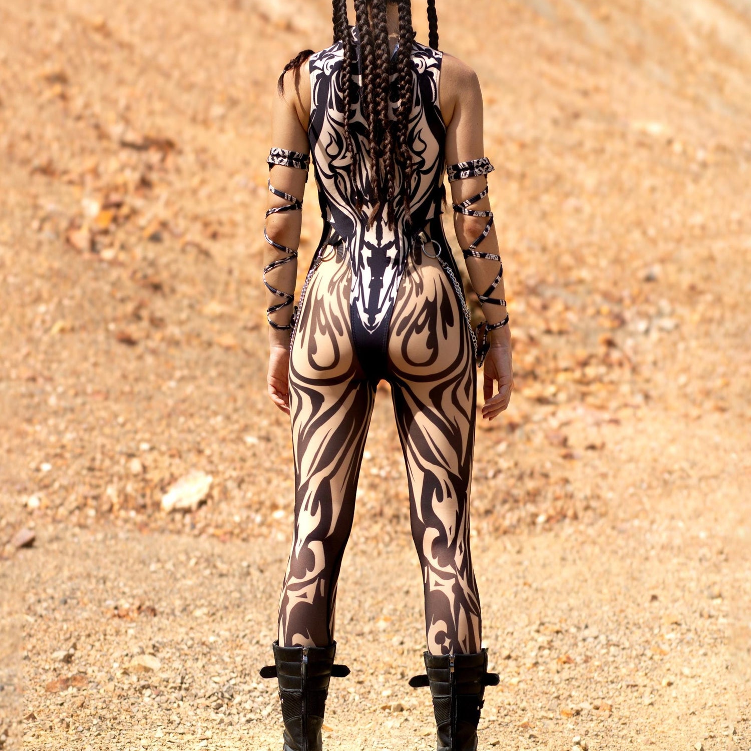 Aquarius Sun Nude Open-Heart Bodysuit Set Festival