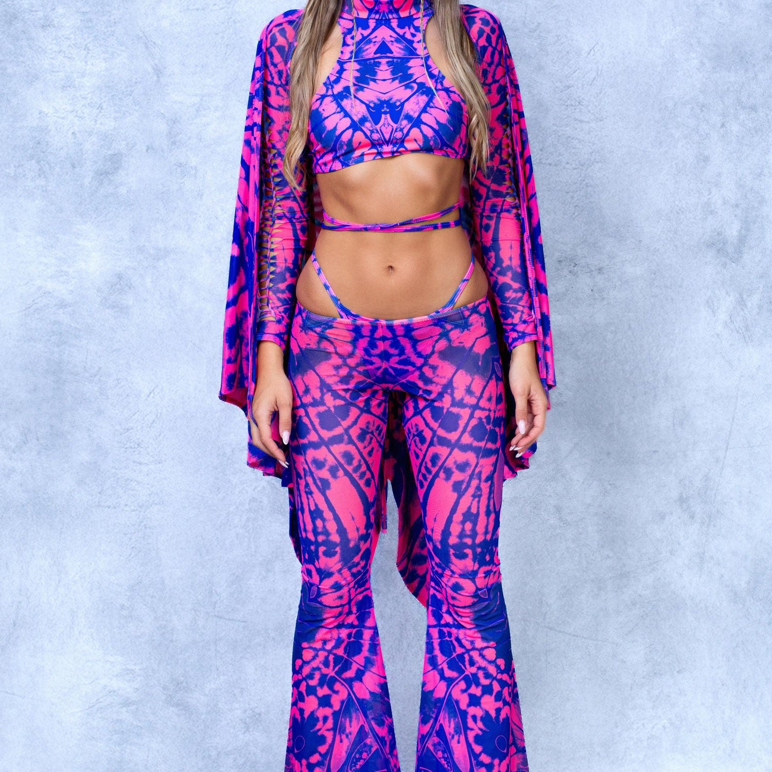 Women Caleidoscope Magenta Mesh Low Rise Pants