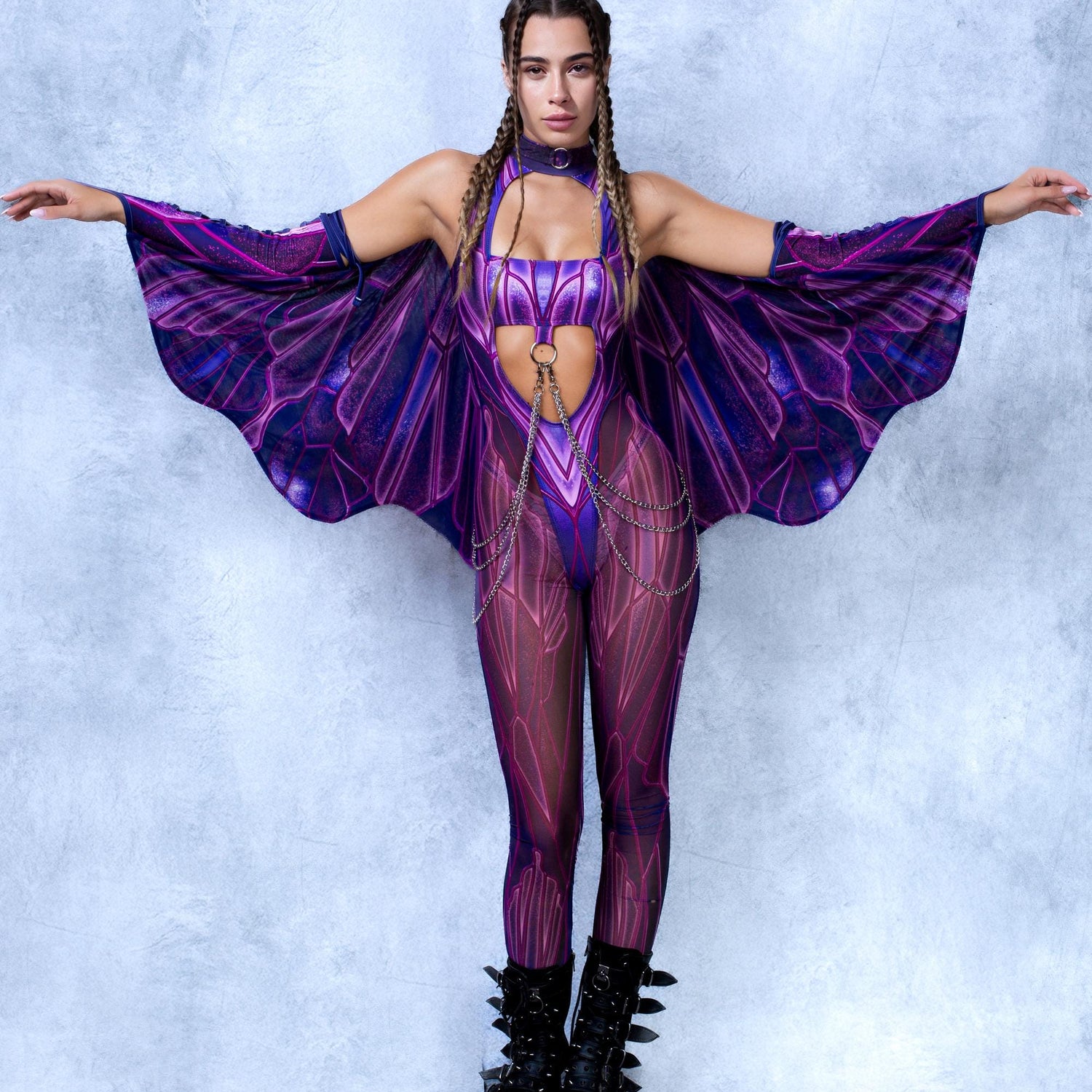 Soaring Alchemy Pink Mesh Wings Lycra, Mesh