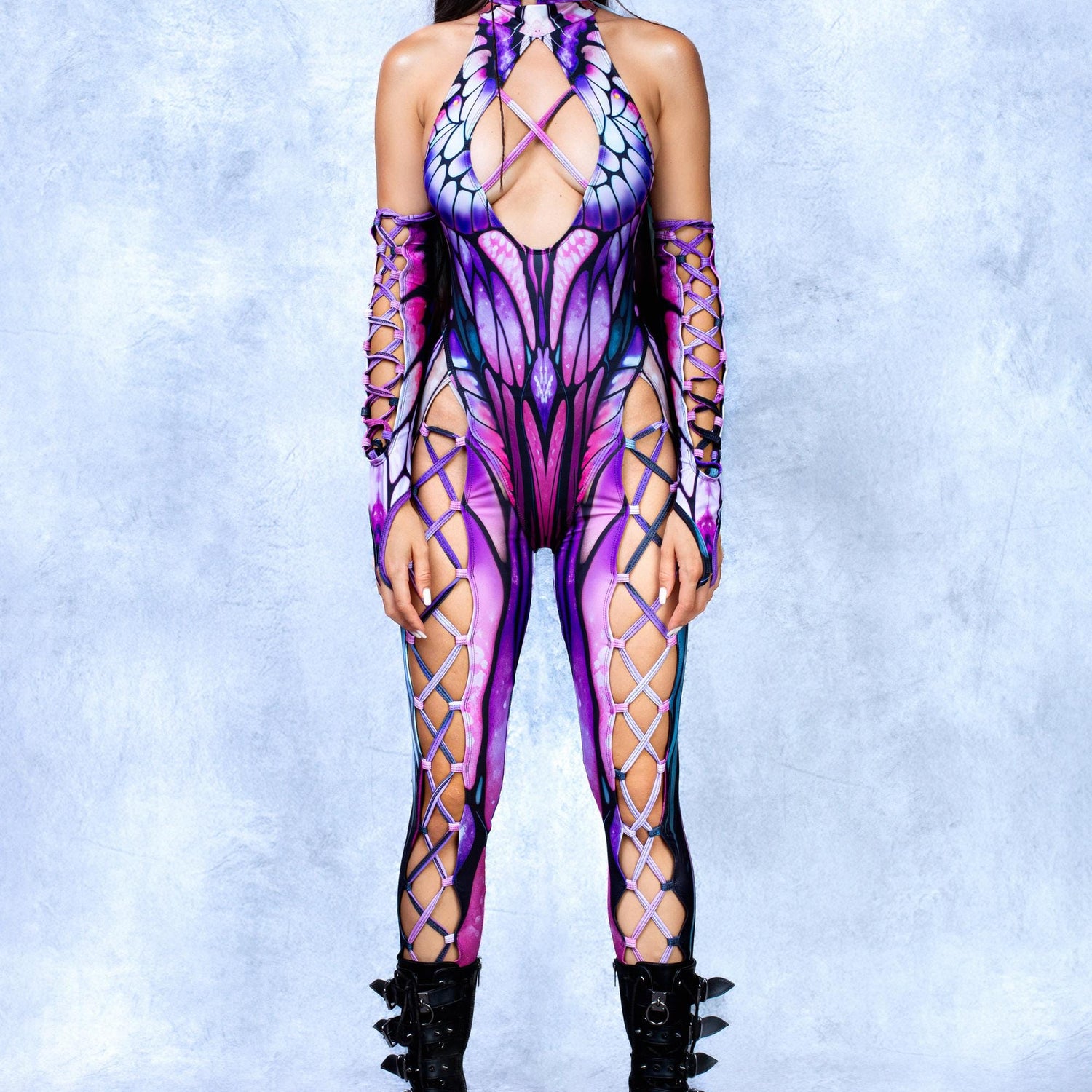Fairy High Criss-Cross Jumpsuit Lycra, Mesh