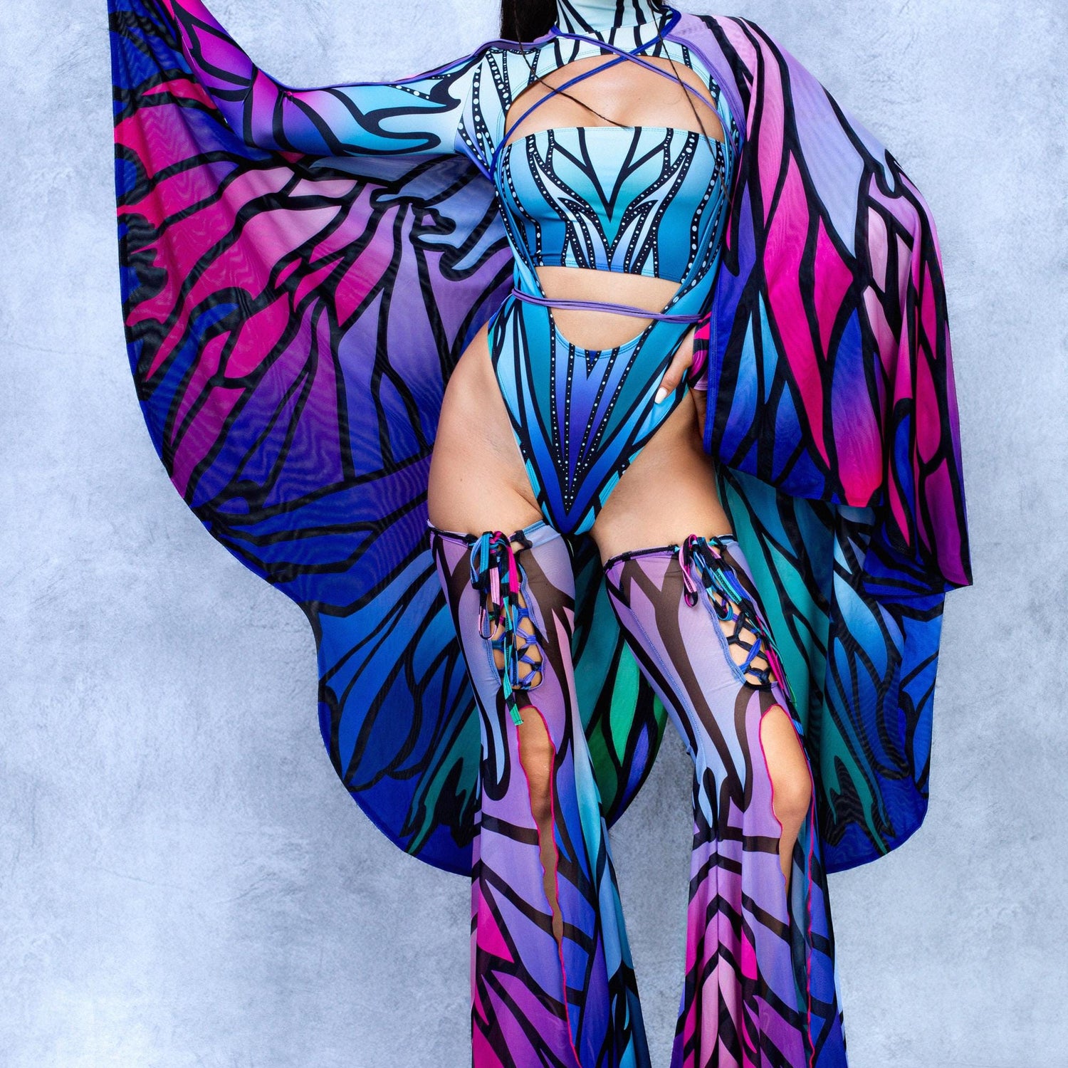 Azure Elemental Open-Heart Leotard Blue, Purple