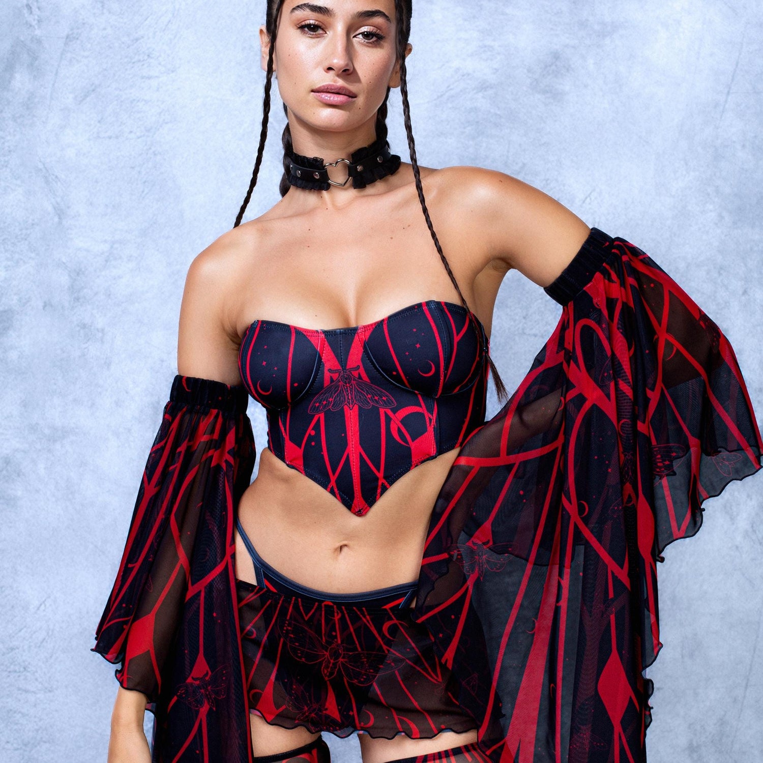 Women Witch Blood Moon Corset Angel Set