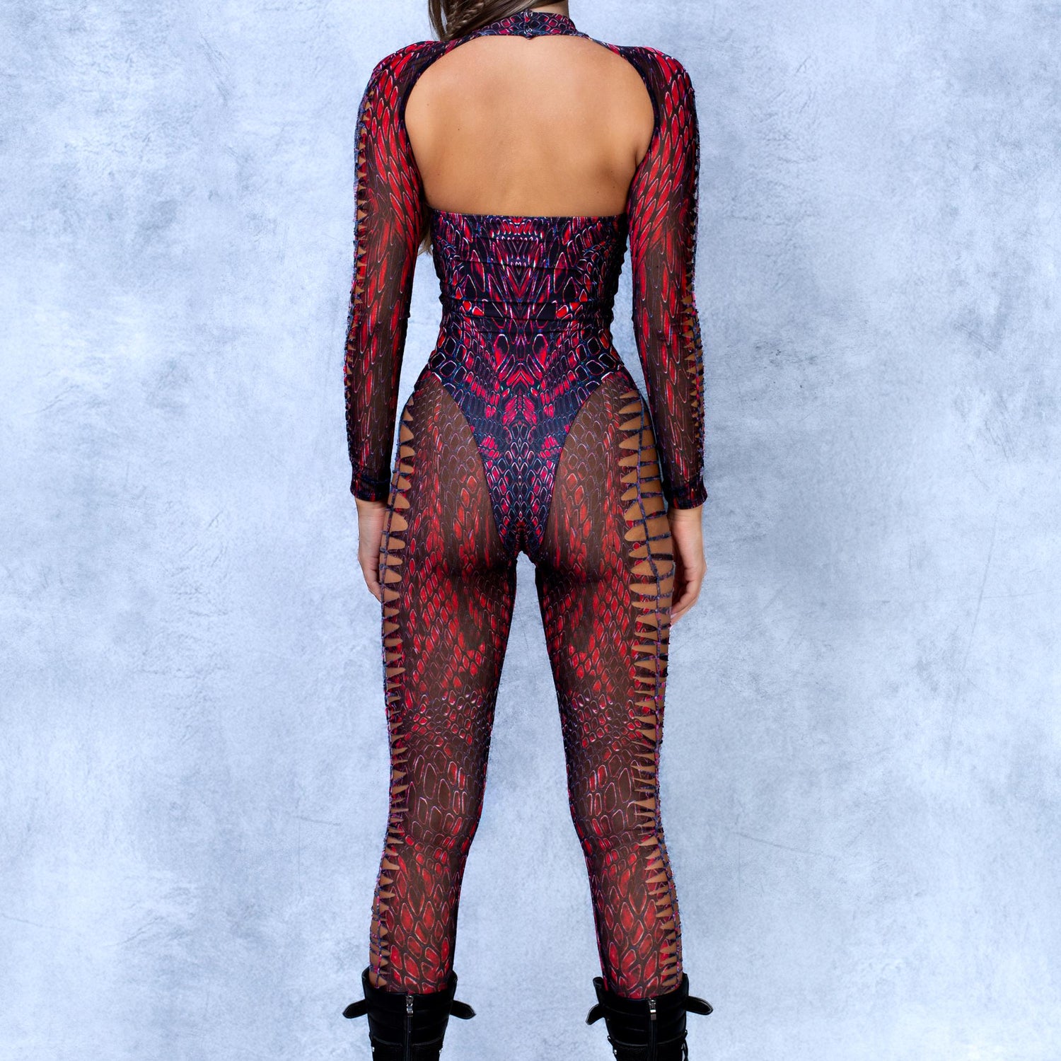 Intertwine Red Slit Weave Costume Performance