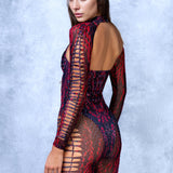 Intertwine Red Slit Weave Costume