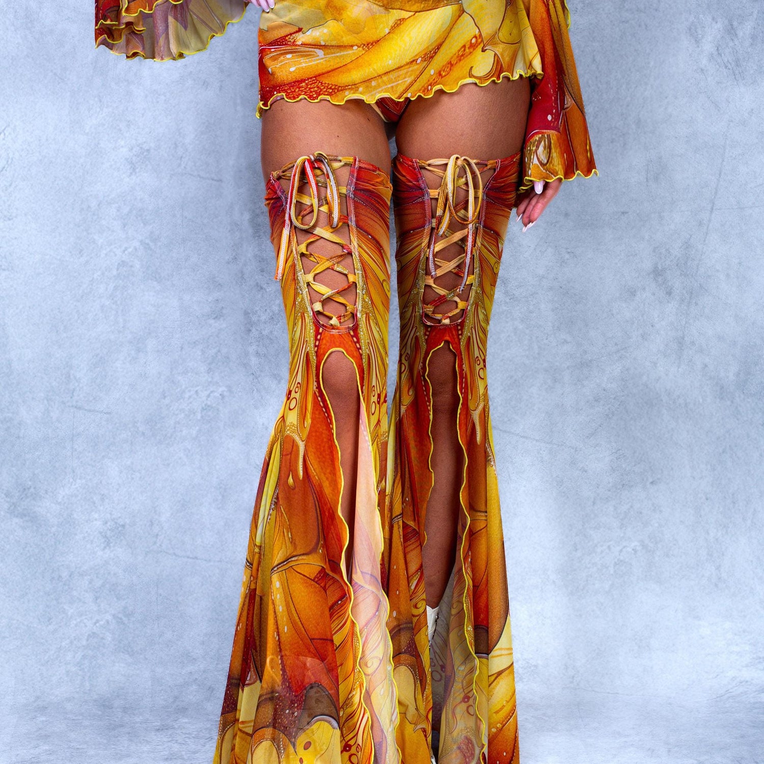 Women Aura Citrine Mesh Micro Skirt