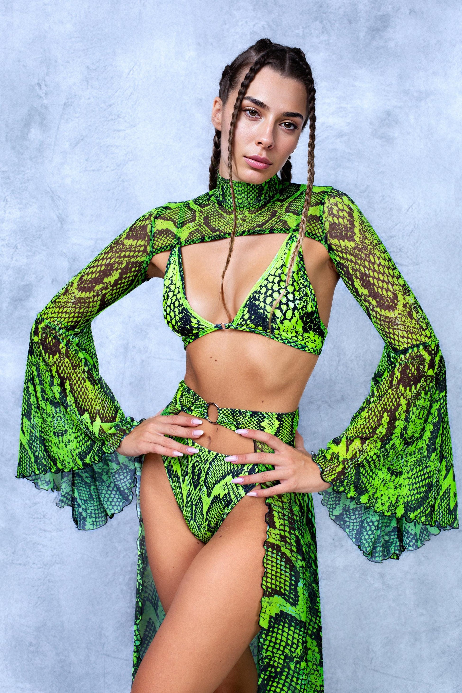 Poisonous Green Duster Bikini 1