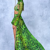 Poisonous Green Open Front Skirt