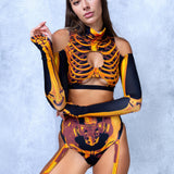 Shifty Skeleton Gold Cold Shoulder Top