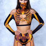 Shifty Skeleton Gold Flared Bikini Chaps