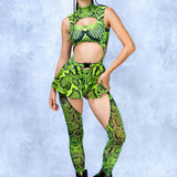 Poisonous Green Chaps Leotard Buckle Set