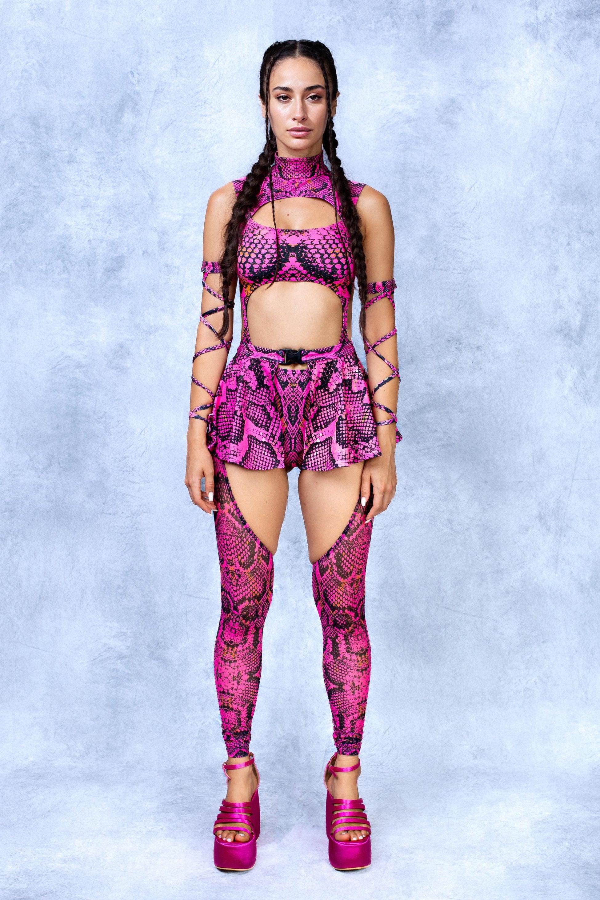Poisonous Pink Micro Buckle Skirt 1