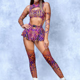 Rosy Viper Chaps Leotard Wraps Set