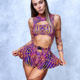 Rosy Viper Chaps Leotard Wraps Set
