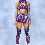 Purple Piton Chaps Leotard Wraps Set