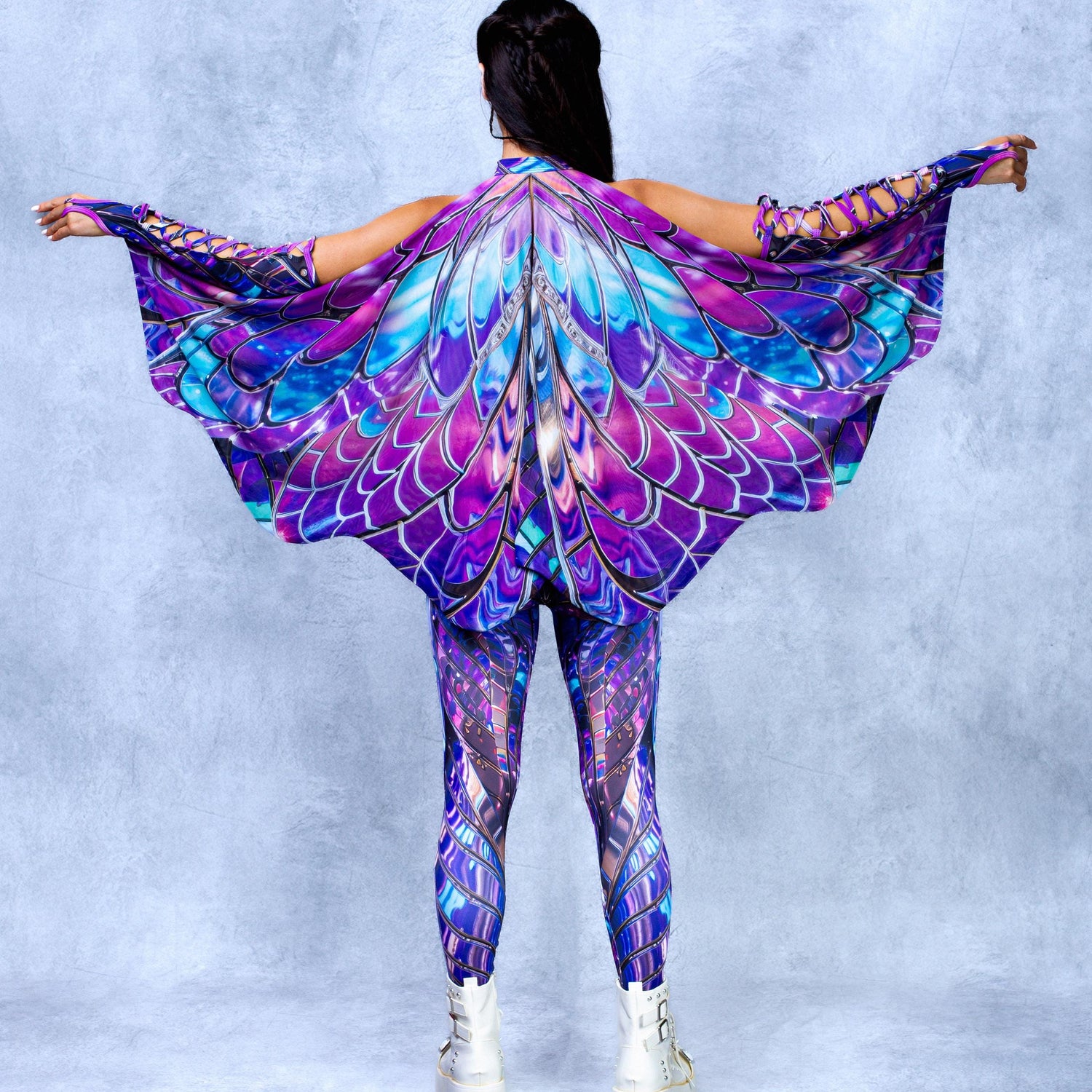Cyber Persephone Strapless Romper Blue, Purple