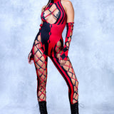 She's Crazy Red Crown Criss-Cross Jumpsuit Set