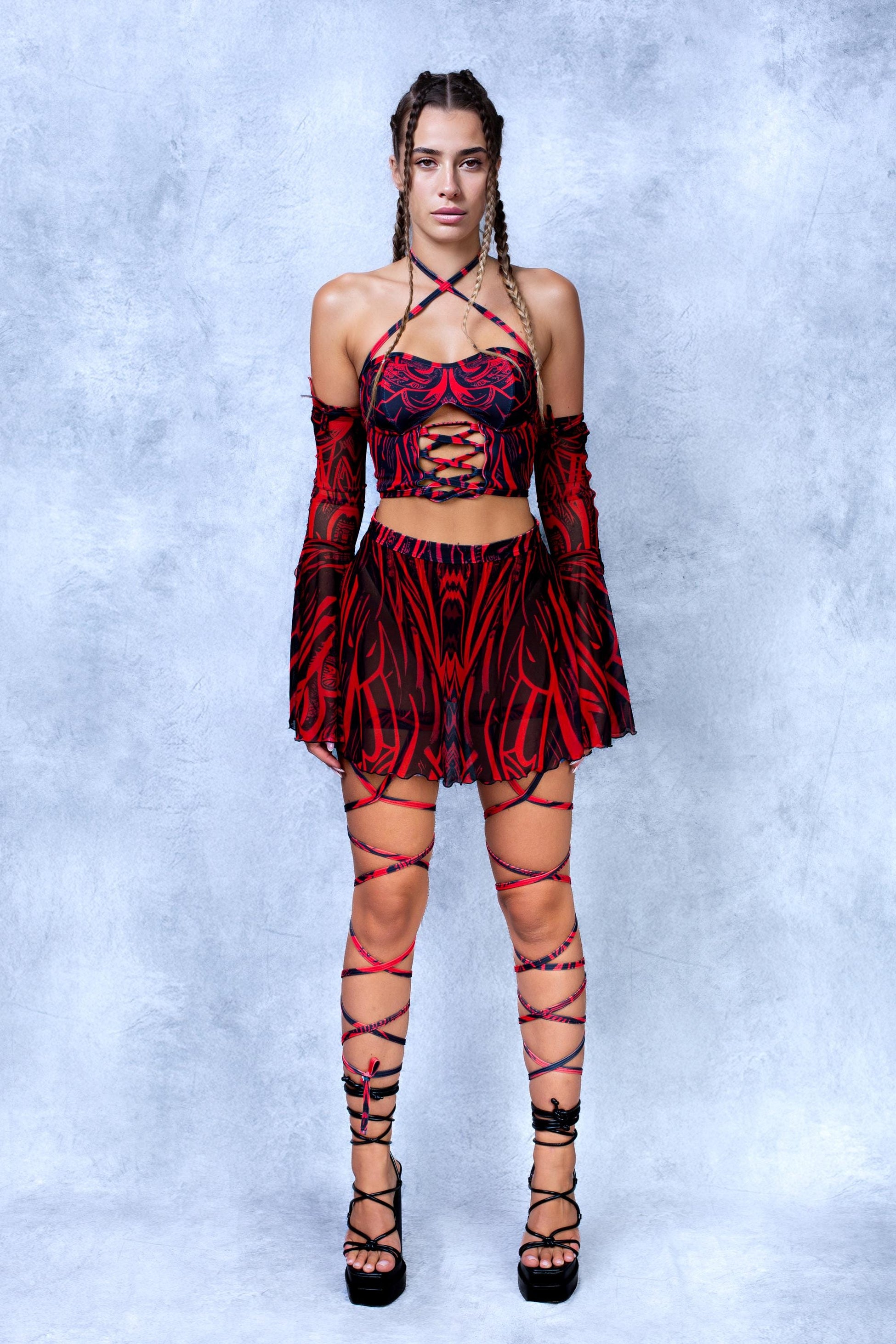 Witch Unholy Red Bikini Skirt Set 2