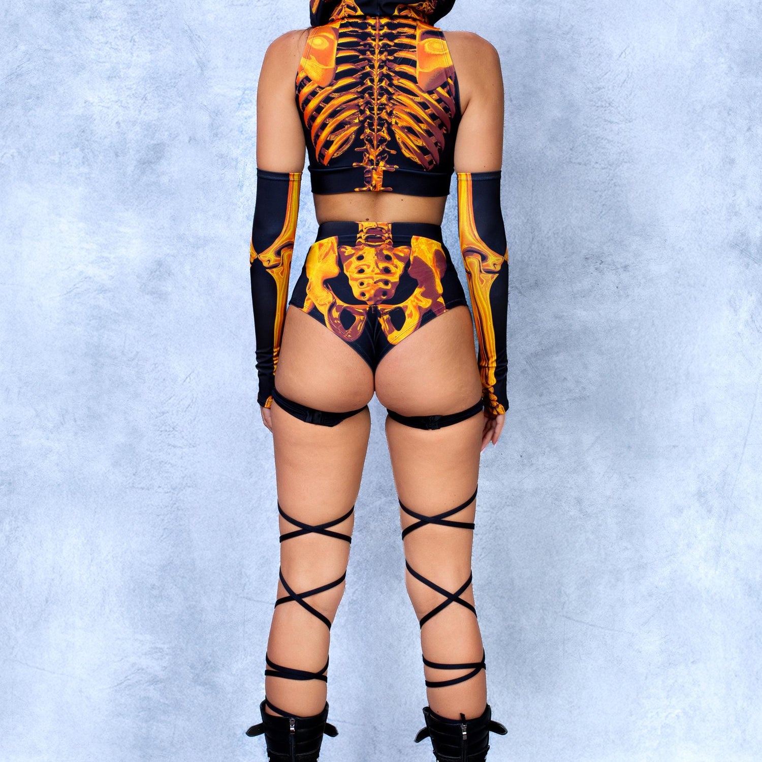 Shifty Skeleton Gold Cut HW Shorts Performance