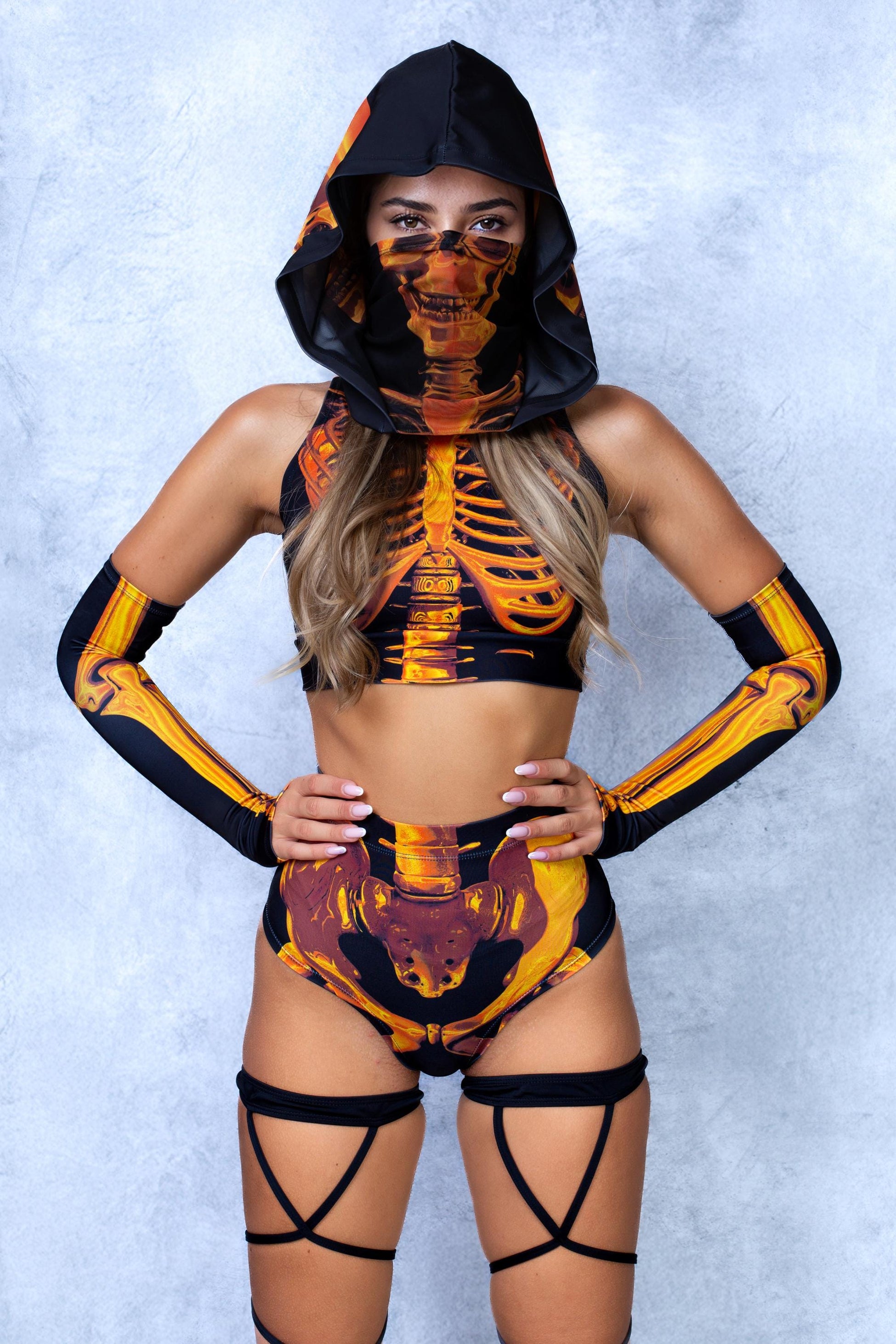 Shifty Skeleton Gold Sleeveless Rave Top 1
