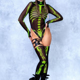 Ysax Skeleton Mesh Back Zip Leotard